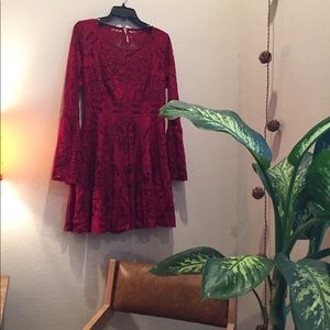 Free People Lovers Folk Lace Bell Sleeve Dress